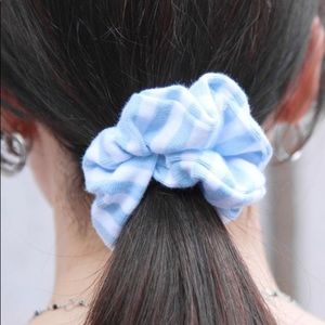 Brandy Melville Blue and White Stripes Scrunchie